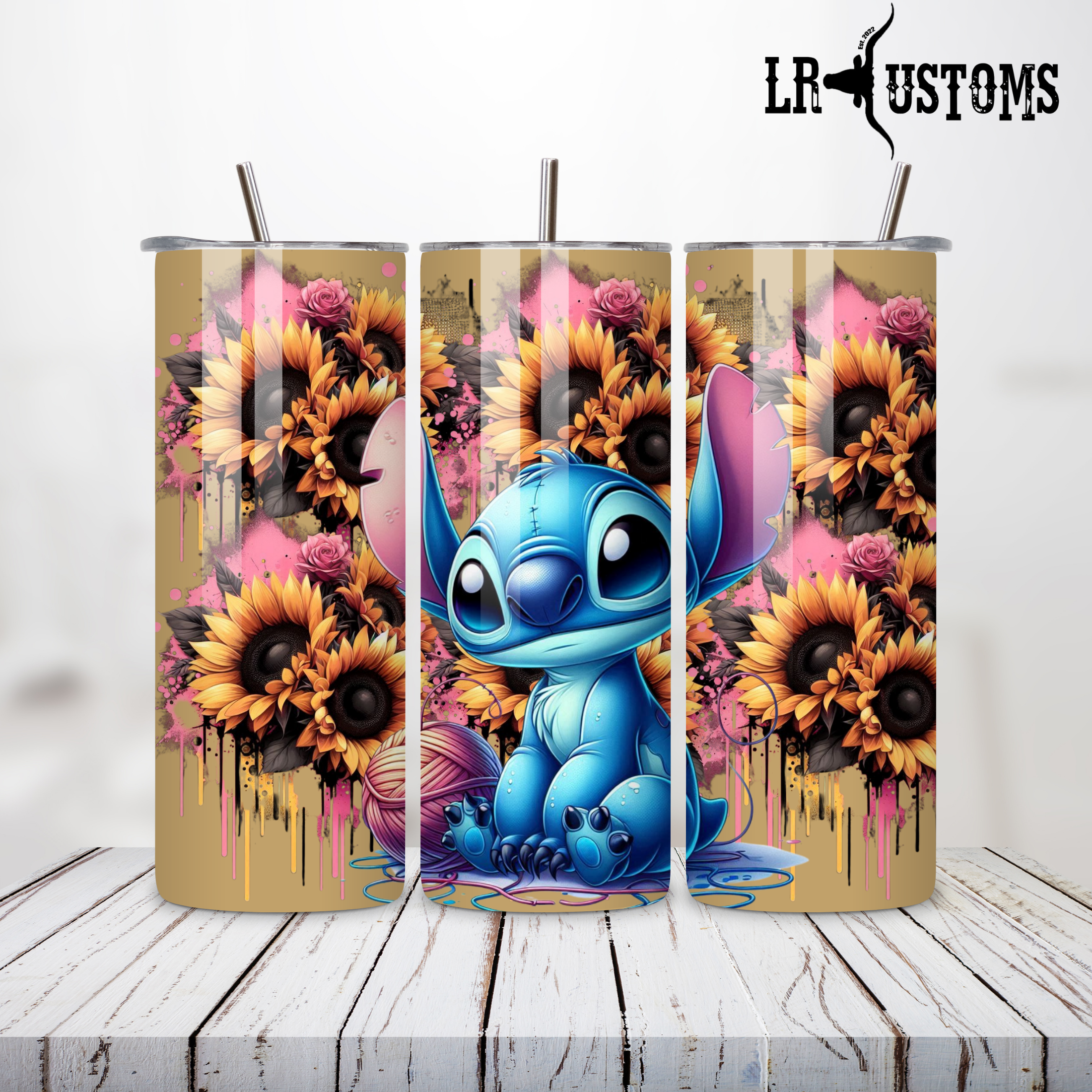 20oz Tumbler Stitch With Sunflowers