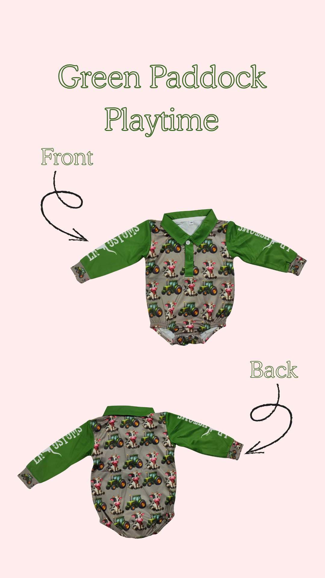 Green Paddock Playtime Fishing Rompers (Pre Order)
