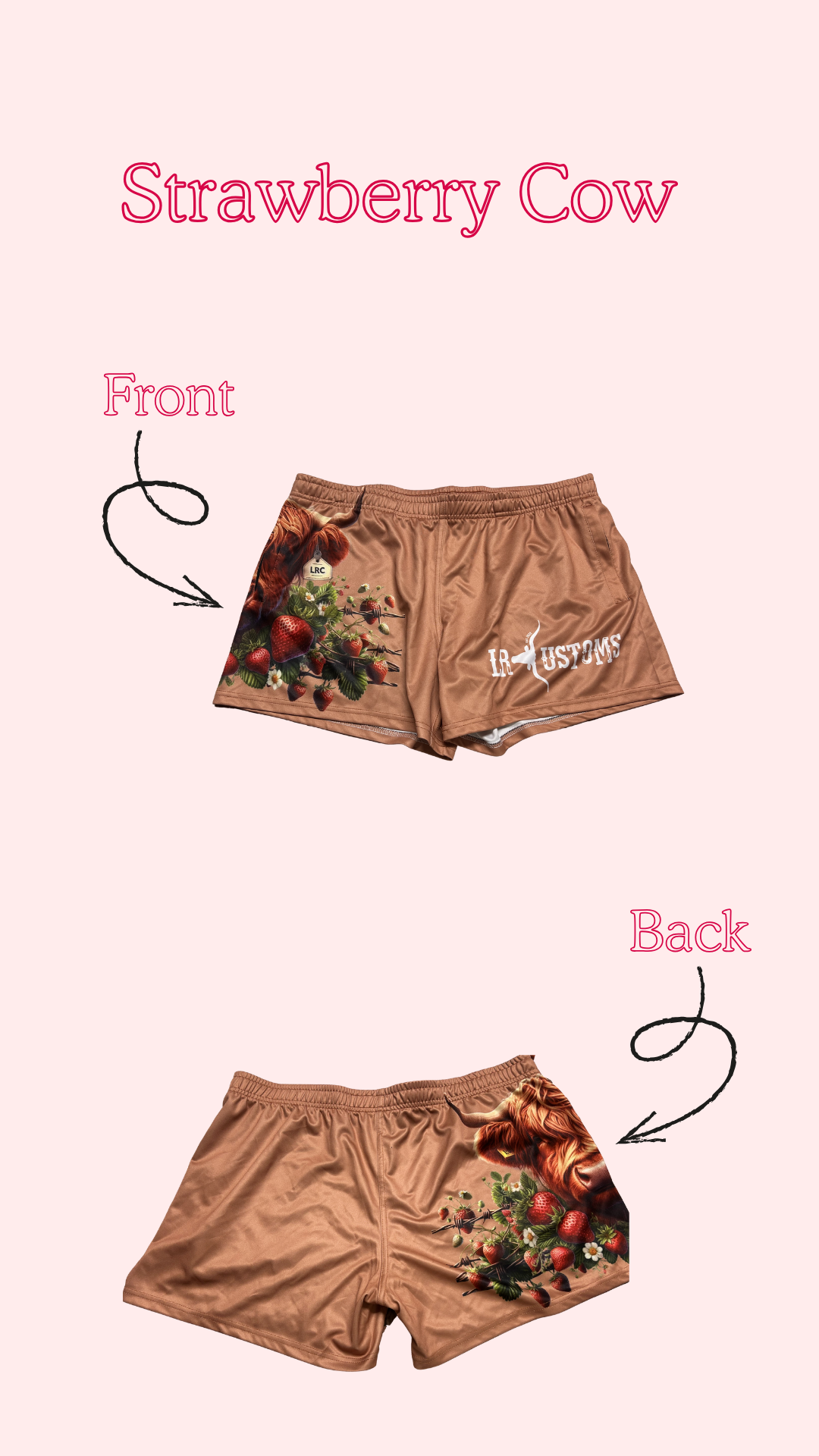 Strawberry Cow Footy Shorts