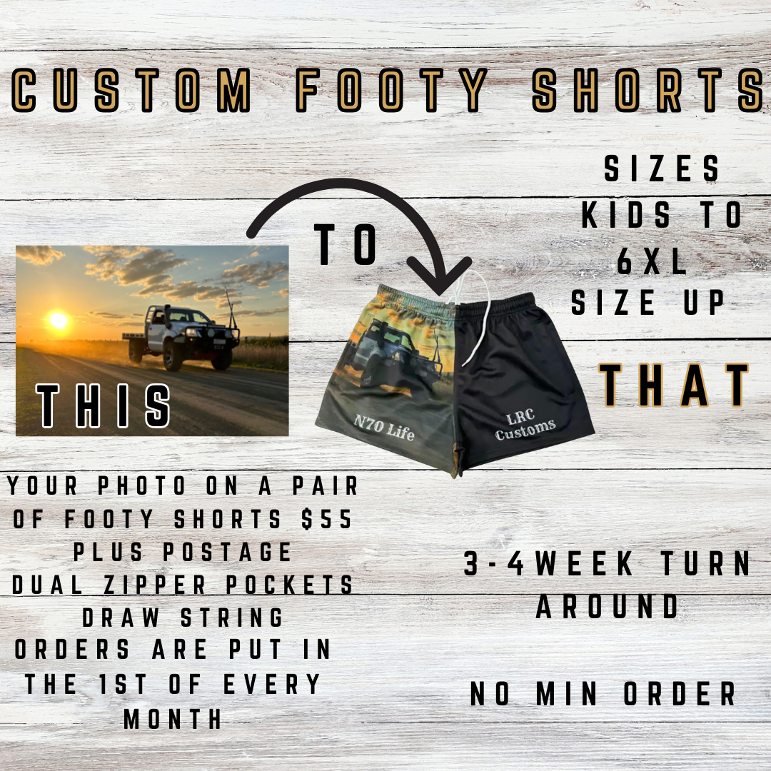 Custom Footy Shorts (NO MIN ORDER)