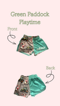 Green Paddock Play Time Footy Shorts (Pre Order)