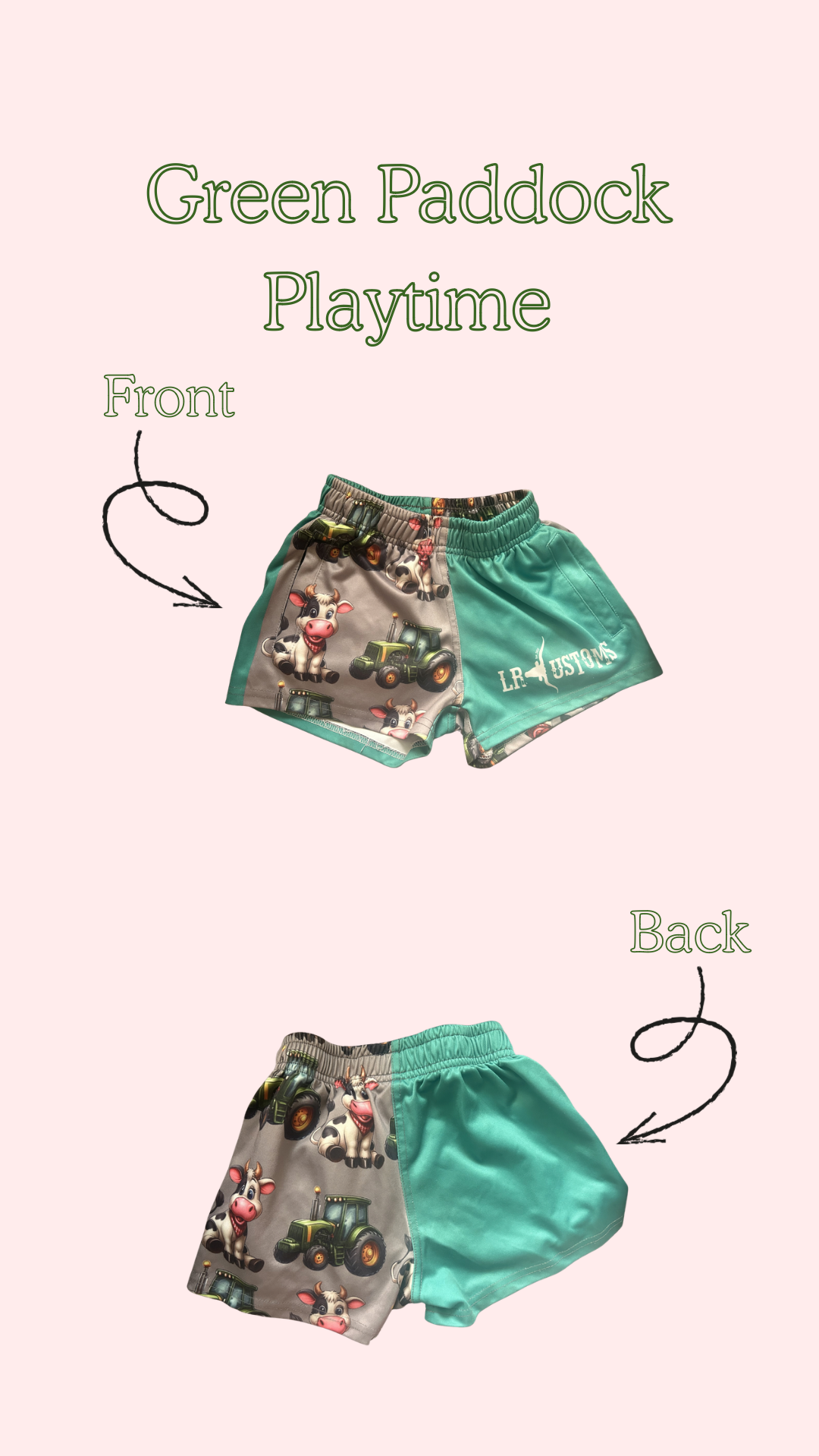 Green Paddock Play Time Footy Shorts (Pre Order)