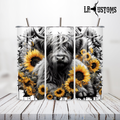 20oz Tumbler Sunflower B/W Highland