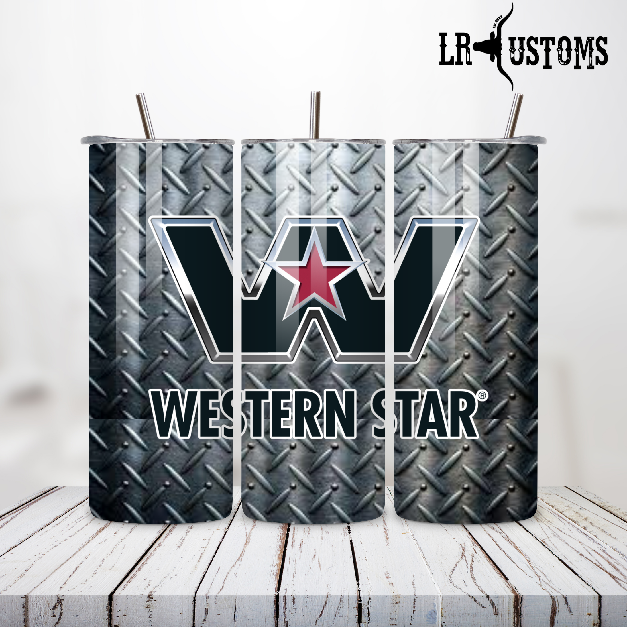 20oz Tumbler Western Star Checker plate